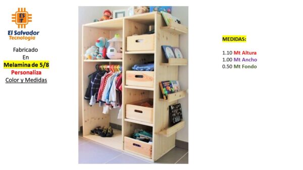 Closet de Melamina para Hogar - TLS 469 - 1.10m Altura x 1.00m Ancho x 0.50m Fondo