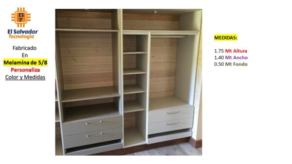 Closet de Melamina para Hogar - TLS 470 - 1.75m Altura x 1.40m Ancho x 0.50m Fondo