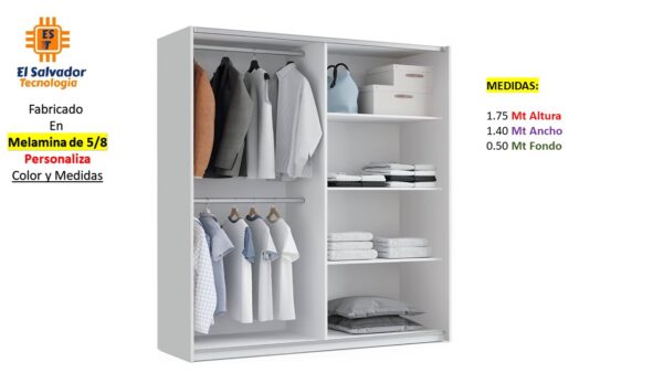 Closet de Melamina para Hogar - TLS 471 - 1.75m Altura x 1.40m Ancho x 0.50m Fondo