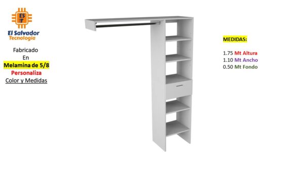 Closet de Melamina para Hogar - TLS 472 - 1.75m Altura x 1.10m Ancho x 0.50m Fondo