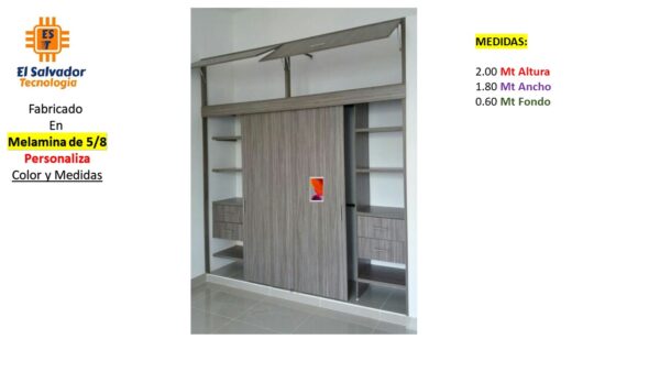 Closet de Melamina con Gavetas y Gabinetes - TLS 281 - 2.00m Altura x 1.80m Ancho x 0.60m Fondo