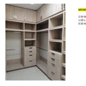 Closet de Melamina para Hogar con Gavetas y Gabinete - TLS 299 - 2.50m Altura x 1.50m Ancho x 0.50m Fondo