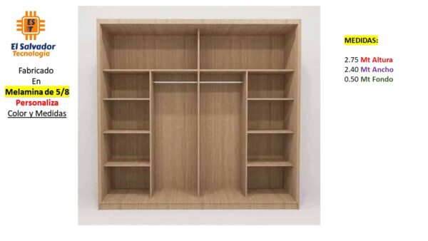 Closet de Melamina para Hogar - TLS 303 - 2.75m Altura x 2.40m Ancho x 0.50m Fondo