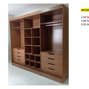 Closet de Melamina para Hogar con Gavetas - TLS 308 - 2.50m Altura x 2.60m Ancho x 0.50m Fondo