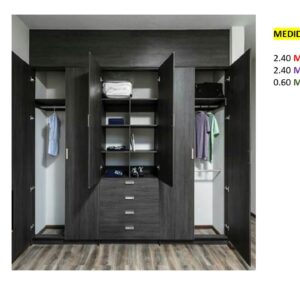 Closet de Melamina para Hogar con Gavetas y Puertas Abatibles - TLS 315 - 2.40m Altura x 2.40m Ancho x 0.60m Fondo