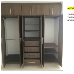 Closet de Melamina para Hogar con Gavetas y Puertas Abatibles - TLS 317 - 2.40m Altura x 2.40m Ancho x 0.50m Fondo