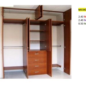 Closet de Melamina para Hogar con Gavetas y Puertas Abatibles - TLS 318 - 2.40m Altura x 2.40m Ancho x 0.50m Fondo