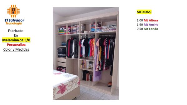 Closet de Melamina para Hogar - TLS 283 - 2.00m Altura x 1.90m Ancho x 0.50m Fondo