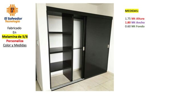 Closet de Melamina para Hogar con Gavetas y Puertas Corredizas - TLS 320 - 1.75m Altura x 1.80m Ancho x 0.60m Fondo