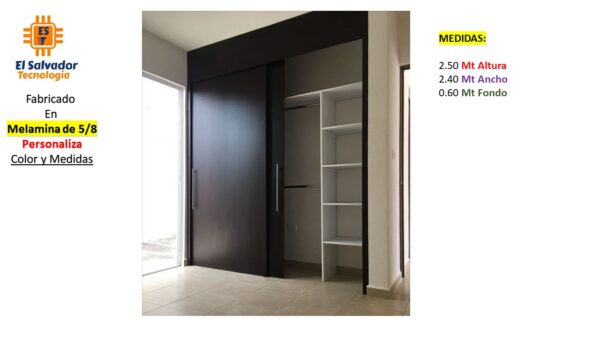 Closet de Melamina para Hogar Puertas Corredizas - TLS 321 - 2.50m Altura x 2.40m x 0.60m Fondo