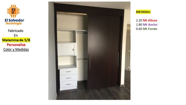 Closet de Melamina para Hogar Puertas Corredizas - TLS 322 - 2.20m Altura x 1.80m Ancho x 0.60m Fondo