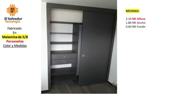 Closet de Melamina para Hogar Puertas Corredizas - TLS 323 - 2.10 x 1.80m Ancho x 0.60m Fondo