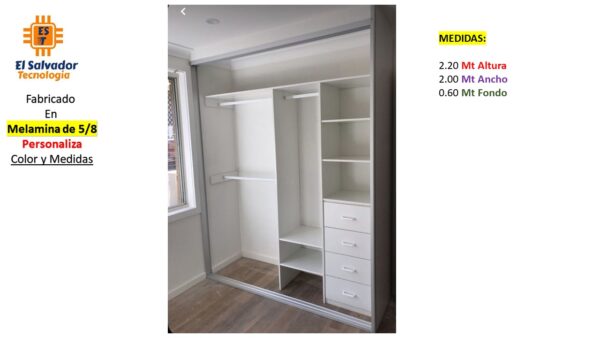 Closet de Melamina para Hogar con Gavetas - TLS 324 - 2.20m Altura x 2.00m Ancho x 0.60m Fondo