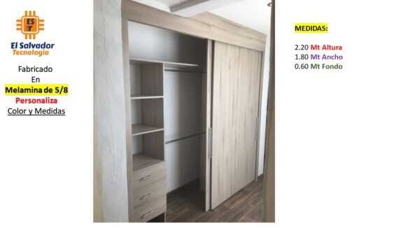 Closet de Melamina para Hogar con Gavetas - TLS 325 - 2.20m Altura x 1.80m Ancho x 0.60m Fondo