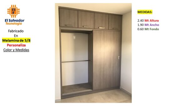 Closet de Melamina para Hogar con Gavetas y Puertas Abatibles - TLS 328 - 2.40m Altura x 1.90m Ancho x 0.60m Fondo