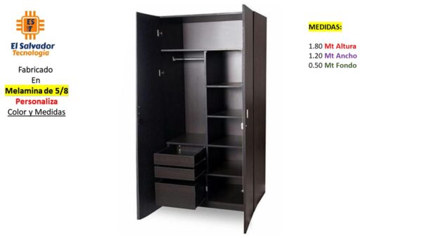 Closet de Melamina para Hogar con Gavetas - TLS 284 - 1.80m Altura x 1.20m Ancho x 0.50m Fondo