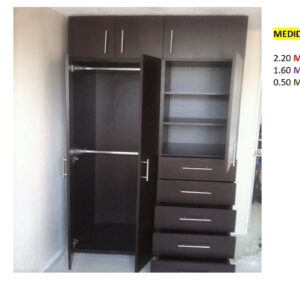 Closet de Melamina para Hogar con Gavetas y Puertas Abatibles - TLS 329 - 2.20m Altura x 1.60m Ancho x 0.50m Fondo