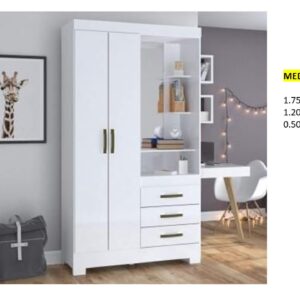 Closet de Melamina para Hogar con Gavetas y Puertas Abatibles - TLS 336 - 1.75m x 1.20m Ancho x 0.50m Fondo