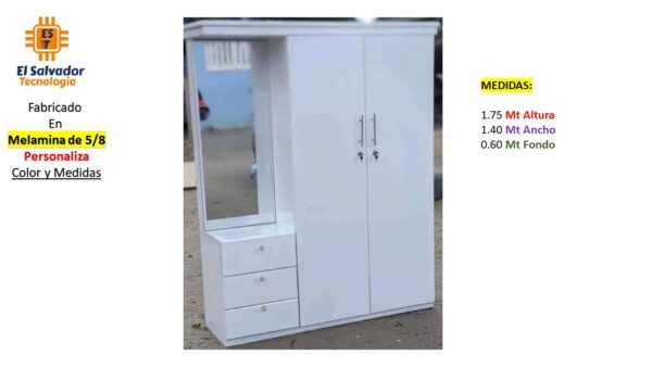 Closet de Melamina para Hogar con Gavetas y Puertas Abatibles - TLS 337 - 1.75m Altura x 1.40m Ancho x 0.60m Fondo