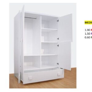 Closet de Melamina para Hogar con Gavetas y Puertas Abatibles - TLS 338 - 1.90m Altura x 1.50m Ancho x 0.60m Fondo