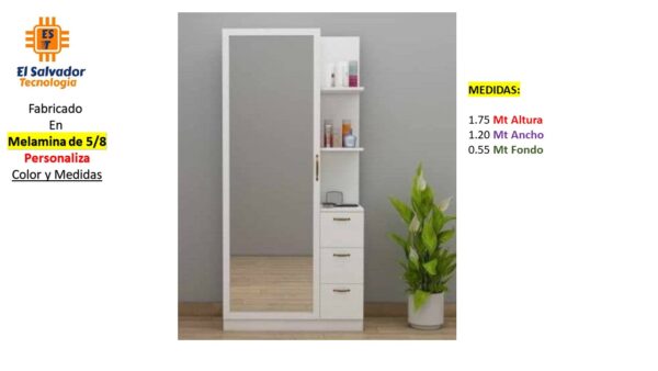 Closet de Melamina para Hogar con Gavetas y Puertas Abatibles - TLS 339 - 1.75m Altura x 1.20m Ancho x 0.55m Fondo