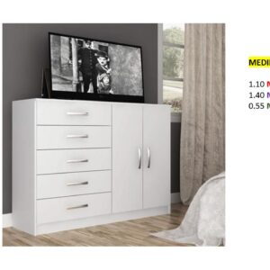 Closet de Melamina para Hogar con Gavetas - TLS 340 - 1.10m Altura x 1.40m Ancho x 0.55m Fondo