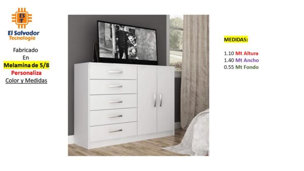 Closet de Melamina para Hogar con Gavetas - TLS 340 - 1.10m Altura x 1.40m Ancho x 0.55m Fondo