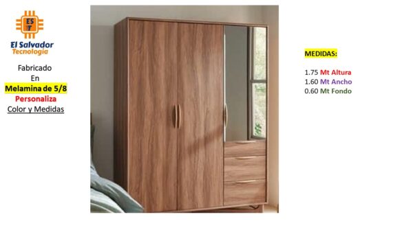 Closet de Melamina para Hogar con Gavetas y Puertas Abatibles - TLS 342 - 1.75m Altura x 1.60m Ancho x 0.60m Fondo