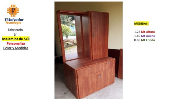 Closet de Melamina para Hogar con Gavetas - TLS 345 - 1.75m Altura x 1.40m Ancho x 0.60m Fondo