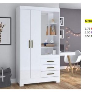 Closet de Melamina para Hogar con Gavetas y Puertas Abatibles - TLS 347 - 1.75m Altura x 1.30m Ancho x 0.50m Fondo