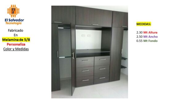 Closet de Melamina para Hogar con Gavetas - TLS 348 - 2.30m Altura x 2.50m Ancho x 0.55m Fondo