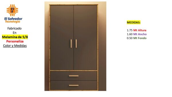 Closet de Melamina para Hogar con Gavetas y Puerta Abatible - TLS 351 - 1.75m Altura x 1.60m Ancho x 0.50m Fondo