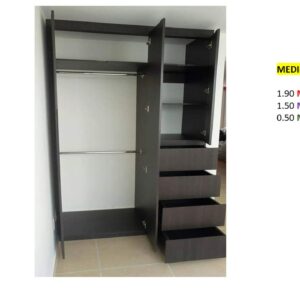 Closet de Melamina para Hogar con Gavetas y Puerta Abatible - TLS 352 - 1.90m Altura x 1.50m Ancho x 0.50m Fondo