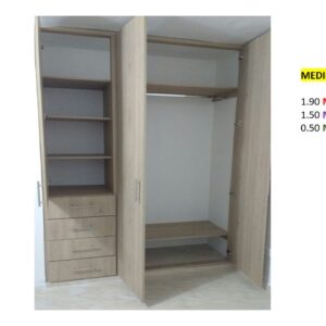 Closet de Melamina para Hogar con Gavetas y Puerta Abatible - TLS 353 - 1.90m Altura x 1.50m Ancho x 0.50m Fondo