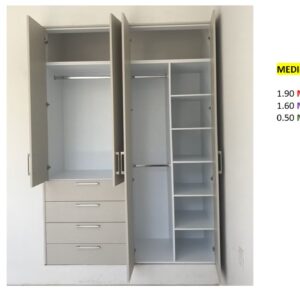 Closet de Melamina para Hogar con Gavetas y Puerta Abatible - TLS 354 - 1.90m Altura x 1.60m Ancho x 0.50m Fondo