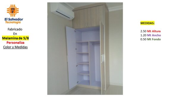 Closet de Melamina para Hogar con Gavetas - TLS 358 - 1.75m Altura x 1.80m Ancho x 0.50m Fondo