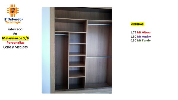 Closet de Melamina para Hogar con Gavetas - TLS 359 - 1.75m Altura x 1.80m Ancho x 0.50m Fondo