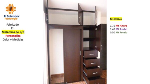 Closet de Melamina para Hogar con Gavetas y Puertas Abatibles - TLS 364 - 1.75m Altura x 1.40m Ancho x 0.50m Fondo