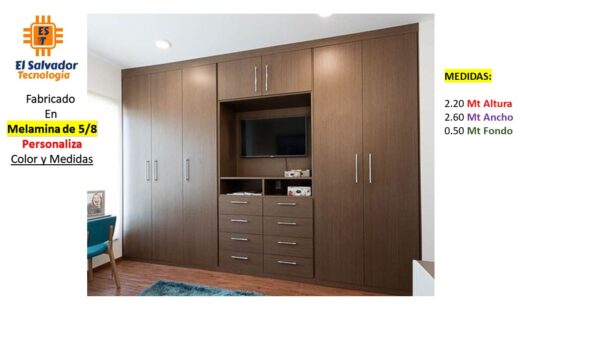 Closet de Melamina para Hogar con Gavetas y Puertas Abatibles - TLS 365 - 2.20m Altura x 2.60m Ancho x 0.50m Fondo