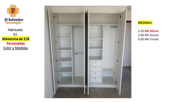 Closet de Melamina para Hogar con Gavetas - TLS 371 - 2.20m Altura x 2.00m Ancho x 0.50m Fondo