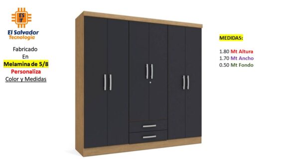 Closet de Melamina para Hogar con Gavetas - TLS 374 - 1.80m Altura x 1.70m Ancho x 0.50m Fondo