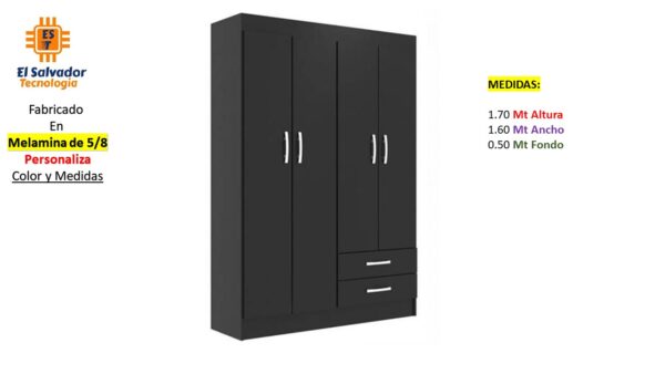 Closet de Melamina para Hogar con Gavetas - TLS 375 - 1.70m Altura x 1.60m Ancho x 0.50m Fondo