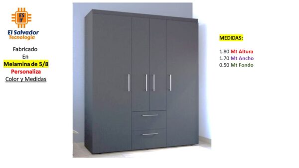 Closet de Melamina para Hogar con Gavetas - TLS 377 - 1.80m Altura x 1.70m Ancho x 0.50m Fondo