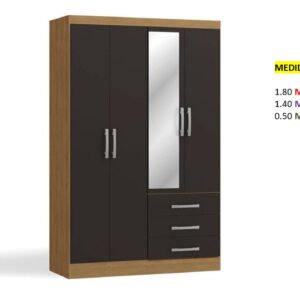 Closet de Melamina para Hogar con Gavetas y Puertas Abatibles - TLS 378 - 1.80m Altura x 1.40m Ancho x 0.50m Fondo