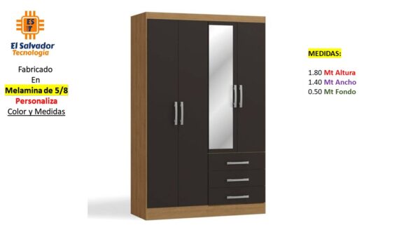 Closet de Melamina para Hogar con Gavetas y Puertas Abatibles - TLS 378 - 1.80m Altura x 1.40m Ancho x 0.50m Fondo