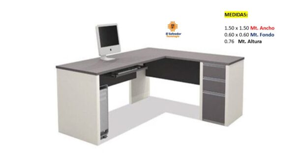 Escritorio Modular en L - TLS 688 - 1.50m x 1.50m Ancho x 0.60m Fondo x 0.76m Altura