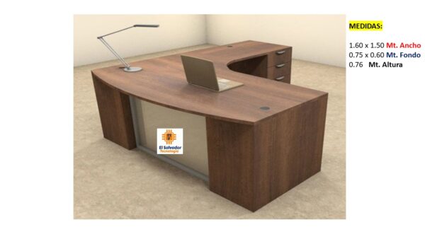 Escritorio Modular en L con Gavetas - TLS 702 - 1.60m x 1.50m x 0.75m Fondo x 0.76m Alto