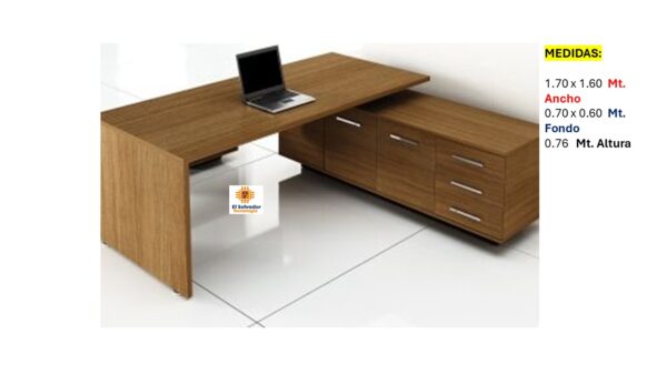 Escritorio Modular Multi Usos en L - TLS 807 - 1.70m x 1.60m Ancho x 0.70m Fondo x 0.76m Altura