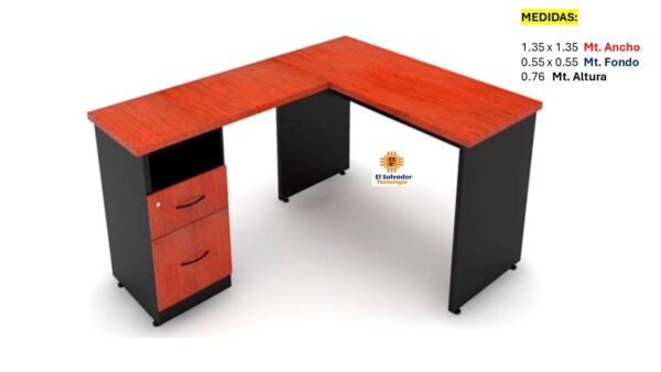 Escritorio Modular en L - TLS 851 - 1.35m x 1.35m Ancho x 0.55m Fondo x 0.76m Altura