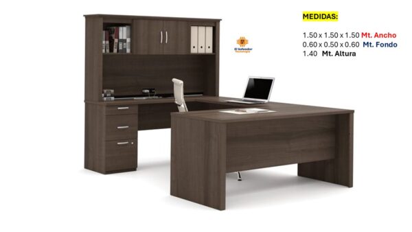 Escritorio Modular en L Multi Usos - TLS 857 - 1.50m x 1.50m Ancho x 0.60m Fondo x 1.40m Altura